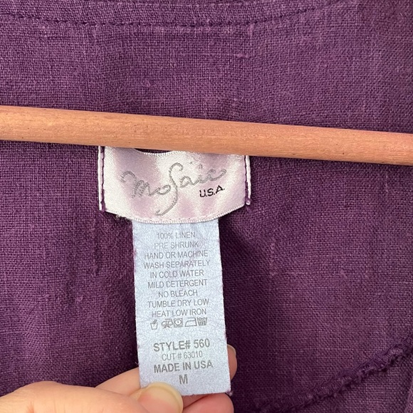 Mosaic USA 100% Linen Deep Purple Jacket Size Medium - Picture 3 of 6